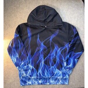 Unknown Brand Boys Size XL Black Flame Hoodie Thick
